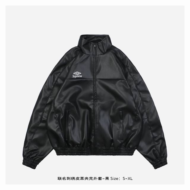 470 85-4. Eyesupreme Collaboration Embroidered Leather Jacket - Black. Made of l