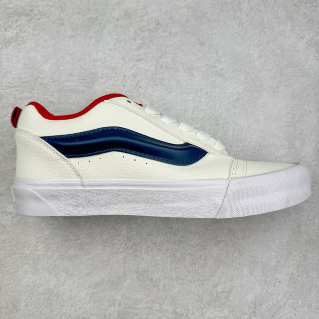 180Vans Knu Skool 白蓝红范斯官方 复古休闲胖胖面包鞋 肥胖版大Logo荔枝纹牛皮面料尺码：35 36 36.5 37 38 38.5 39 4