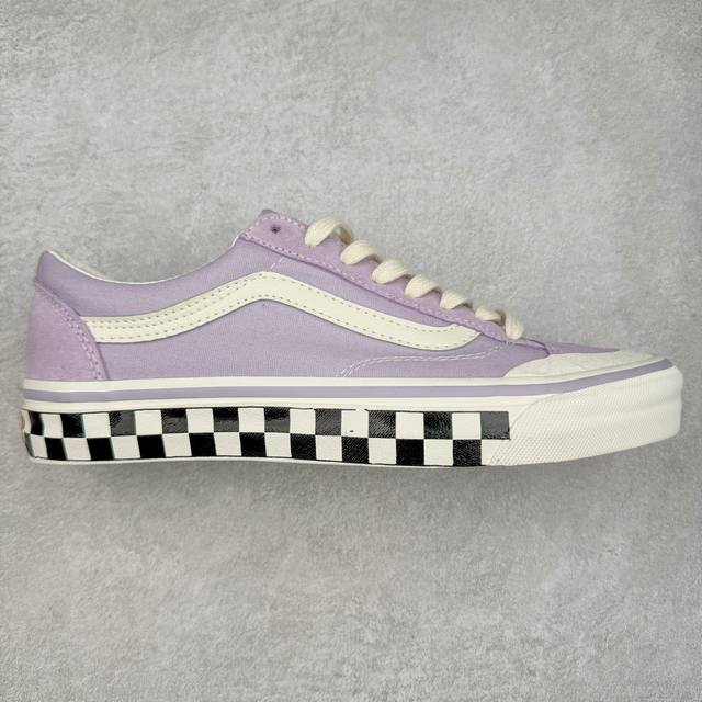 200Vans Old Skool Reissue 136 紫色棋盘范斯官方 高阶支线 全新包头系列鞋身香芋紫配色打底 鞋底黑白棋盘格设计 时尚又耐看 修饰脚型