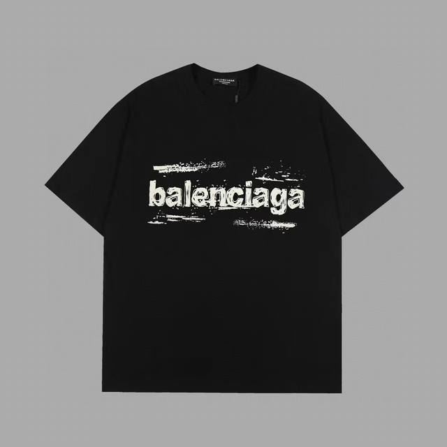 p100 Designer Balenciaga 24Ss White Ink Direct Print 280G Loose Fit Double Yarn
