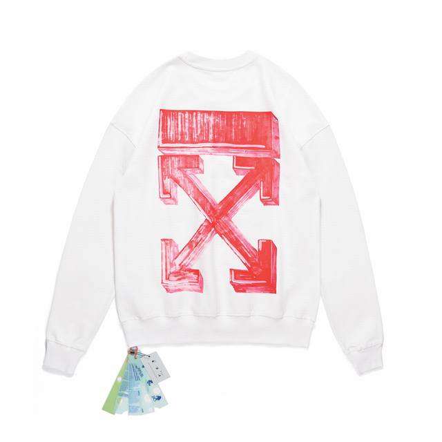 130 Off-White 2022 Spring/Summer New Pink Marker Arrow Print Crew Neck Long Slee
