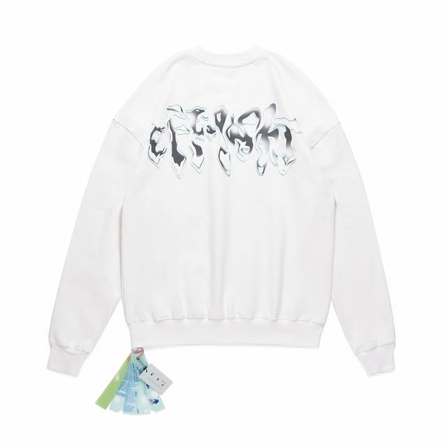 130 Off-White 2022 Fall/Winter New Melting Graffiti Letter Arrow Crew Neck Long
