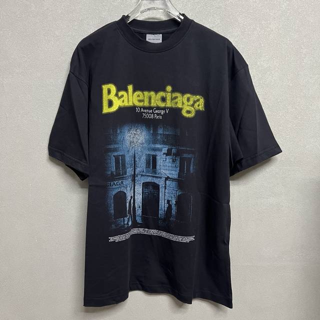 p130Balenciaga巴黎乔治五世大道印花圆领短袖