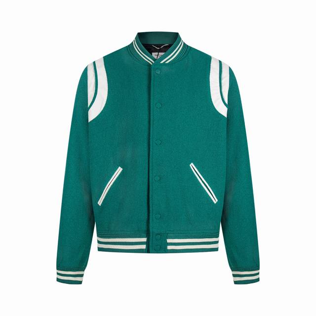 p300 羊毛版本高版本现货齐码Saint Laurent paris 圣罗兰 Slp经典款拼皮黑白棒球领夹克外套，原版1:1开发全网最高版本 耗时2个月订制纯