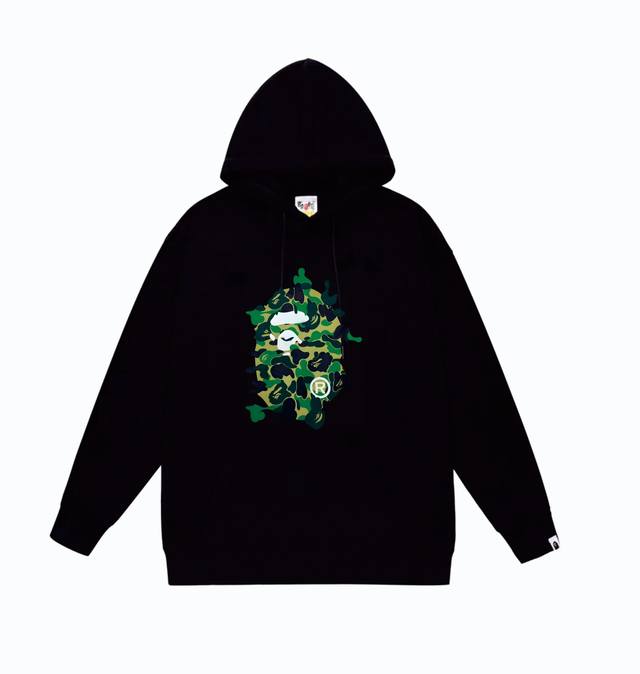 款号Sc846#毛圈p90加绒110 顶级版本 Bape Abc Camo Rebuild Big Ape Head Tee重组猿人大头印花图案连帽卫衣 采用3