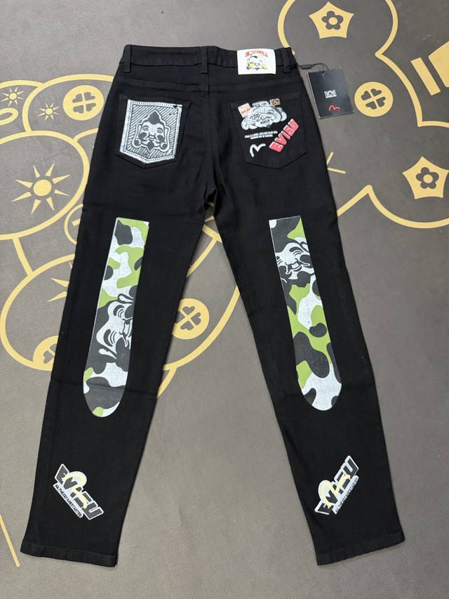 #F19 p110Evisu福神贴贴布绣刺绣水印重工牛仔裤.春秋男士 刺绣牛仔长裤重工艺刺绣 完美品质古着限量款 Ev 福神牛仔裤纯正贸易公司渠道货源！品质百分
