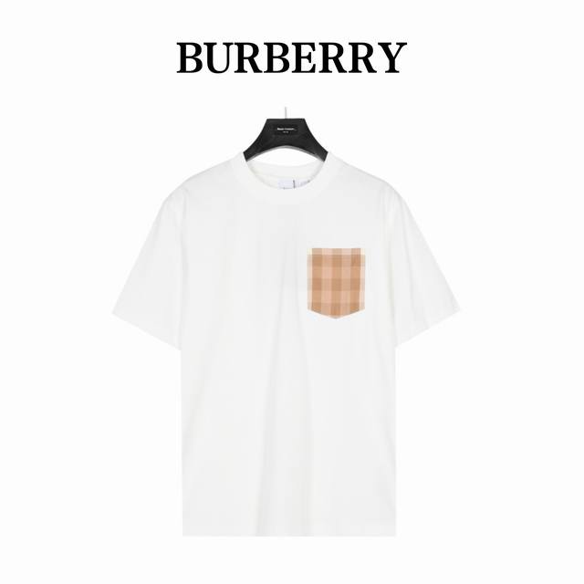 本地自取140 支持放店 Burberry 巴宝莉 经典胸口格纹口袋短袖T恤采用50支双股，精梳紧密棉盖棉260克面料， 柔顺水洗处理，精选格纹府绸面料，格纹要