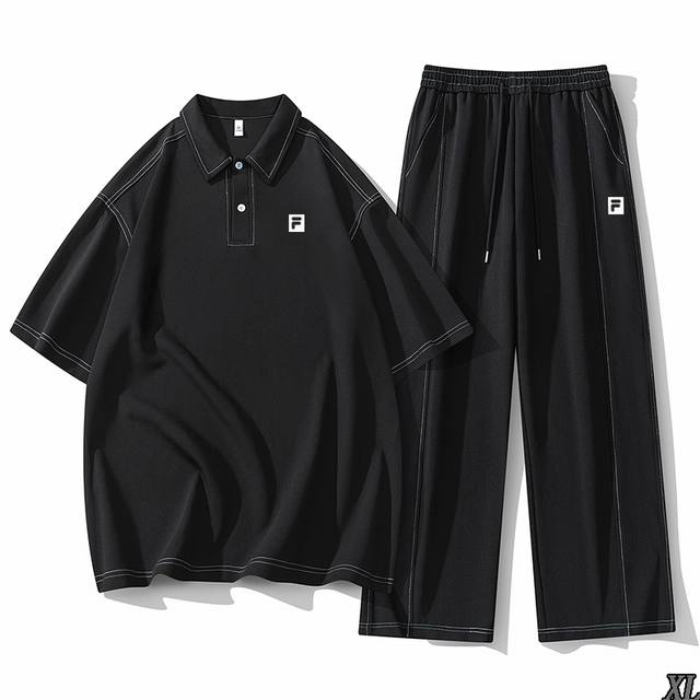 p170 斐乐 独家实拍上新夏季高品质潮牌休闲吸湿透气短袖polo衫宽松短裤两件套，本季主打，货源充足，放心主推，高端品质，经典设计，做工出色，经典百搭，上身效