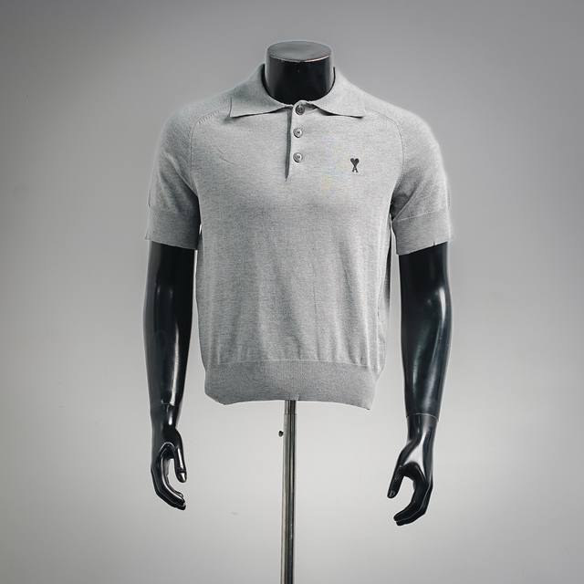 Local pickup 200 Ami Paris Heart-shaped knitted short-sleeved polo shirt, custom