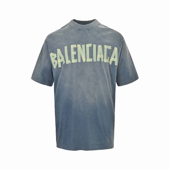本地自取：170Balenciaga 巴黎世家 美纹纸胶带印花短袖采用32S 1*2精棉双纱平纹，260克；搭配32S 1*2精棉双纱1*1罗纹，320克。水洗