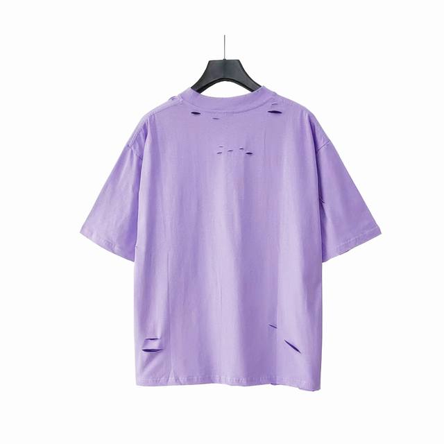 本地自取 p160 实拍细节图+尺码表巴黎世家 Balenciaga洗水大破坏Logo撕裂短袖 经典的Logo设计搭配大坏破设计 正面裂纹丝网花印工艺 全件破坏