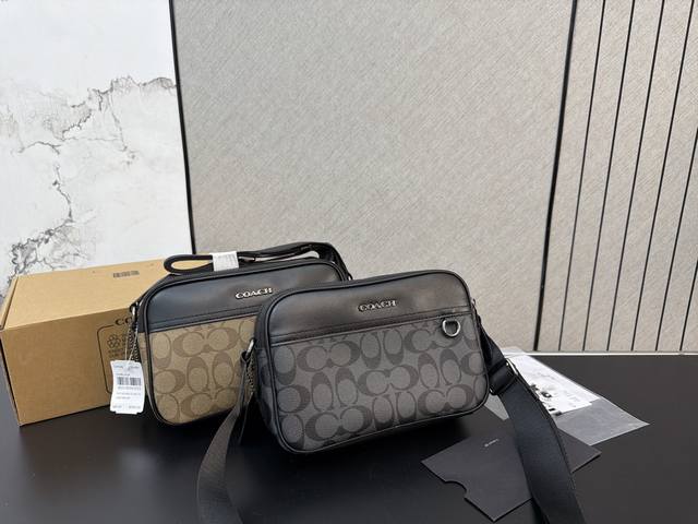 p210 Coach Graham upgraded version leather double zipper shoulder bag men's cros
