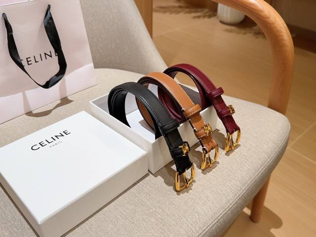 220 Celine leather belt, 2.5cm width, complete packaging with tote bag.