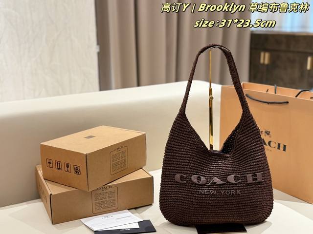 p400 Brooklyn Straw Coach Brooklyn Tote Bag. This spacious straw Brooklyn tote b