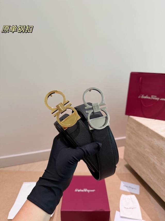 360 钢扣配全套包装菲拉格慕牛皮腰带送男朋友必备单品全红色纸袋！经典的8字扣头寓意好 比较迷信 这款腰带很沉稳内涵哦！可以自由裁剪！