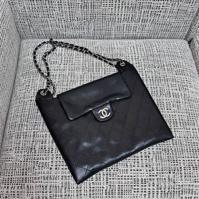 Chanel Vintage Tote黑银流浪包小号尺寸：36X32X3Cmp1400