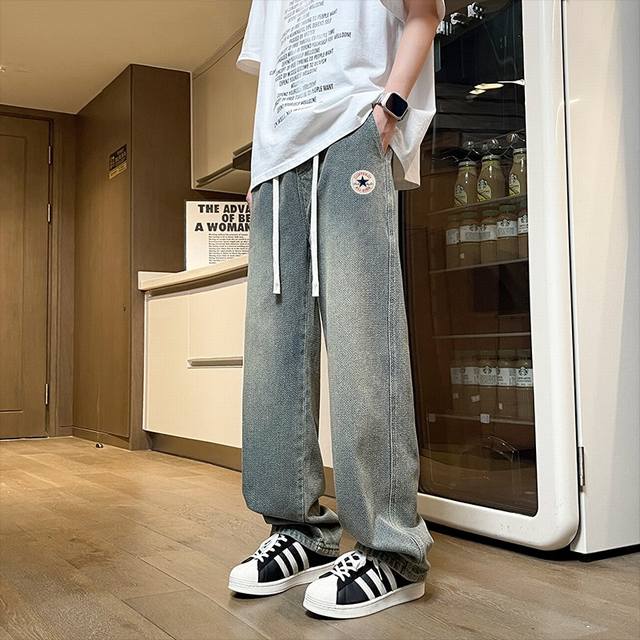 210 Converse 匡威 星空纹提花复古水洗直筒牛仔裤休闲裤长裤 甄选星空纹理面料，质感无敌，搭配复古水洗工艺，抽绳松紧腰设计，简约又不简单，Ins 小红