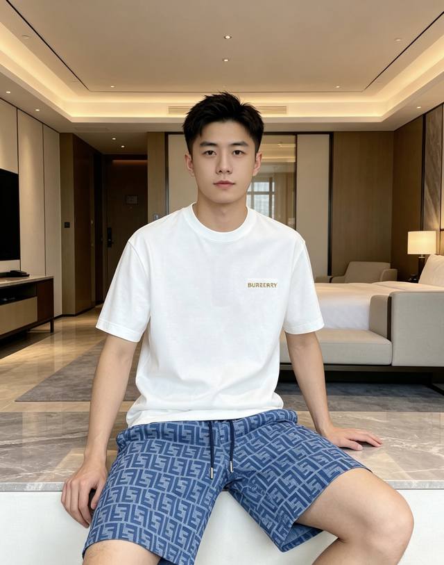 p290 Fendi 2026 Spring/Summer New Arrival Ff Monogram Denim Casual Shorts. A lim