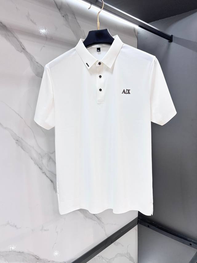 p220 阿玛尼 2026Ss夏季新品，男士免烫抗速干商务短袖polo衫，贸易公司渠道稀出，领先Gw发售！夏季秀款单品，独特纹理！面料丝滑冰感有光泽，免烫抗皱垂
