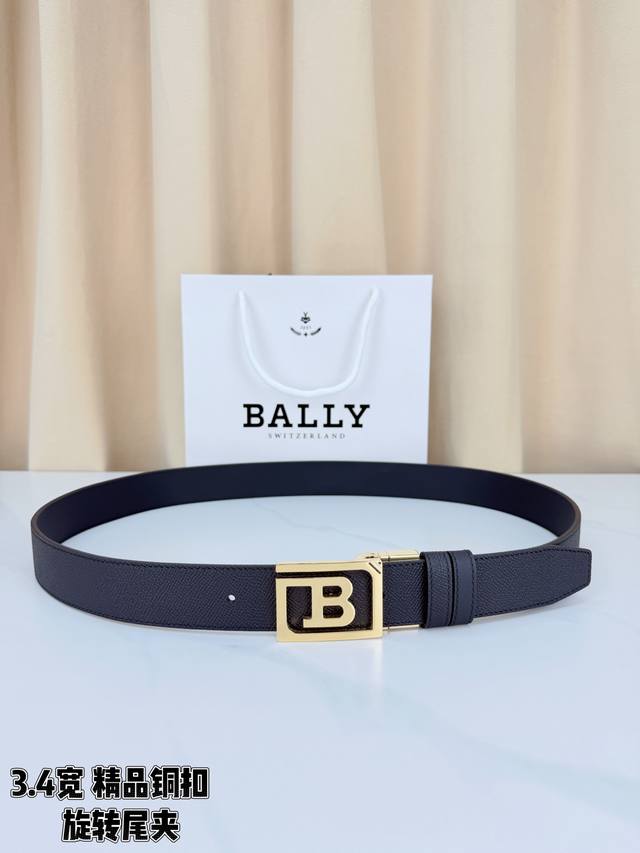 Bally 3.4cm Black Palm Leather Strap. The fine, supple cowhide leather has a pre