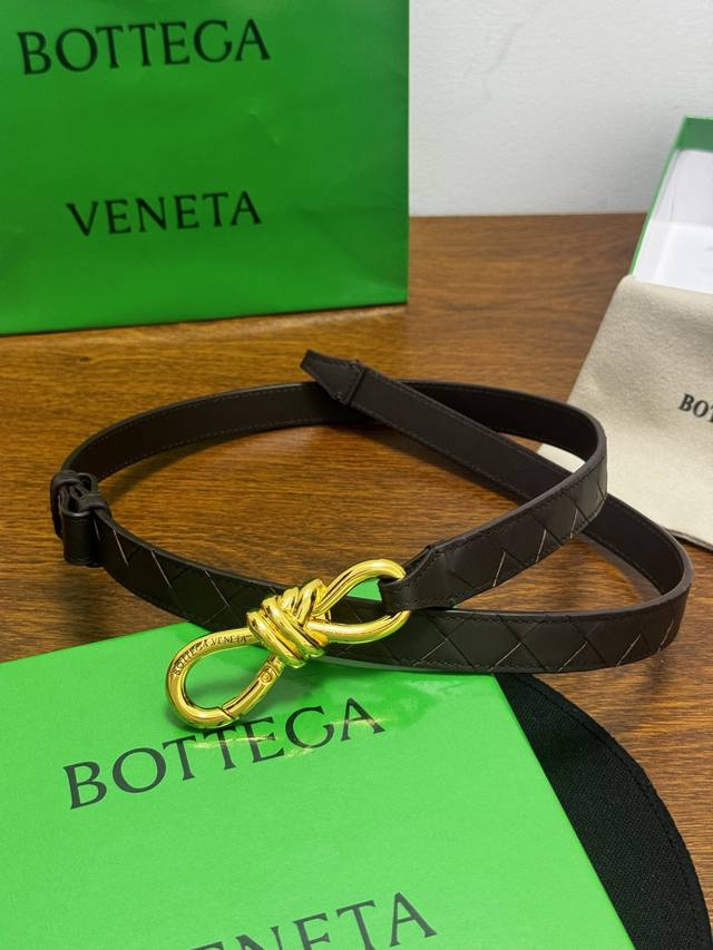 p250 Bottega Veneta 2.0Cm Color: Coffee Andiamo Belt Calfskin Leather Hand-woven