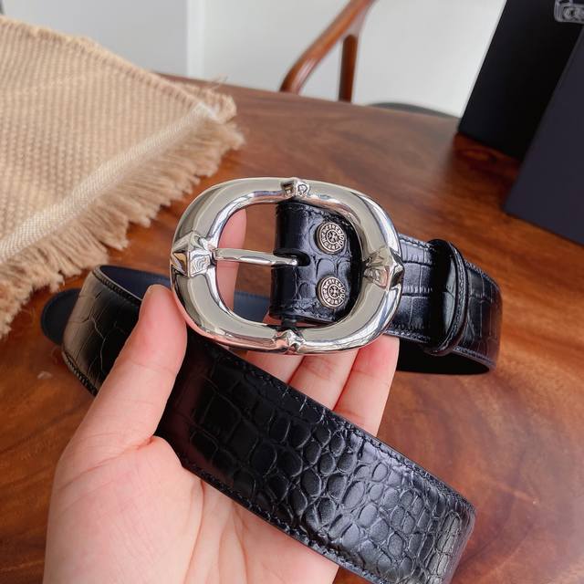 290 -- Chrome Hearts Belt. Features a fishbone D-ring buckle with 925 sterling s