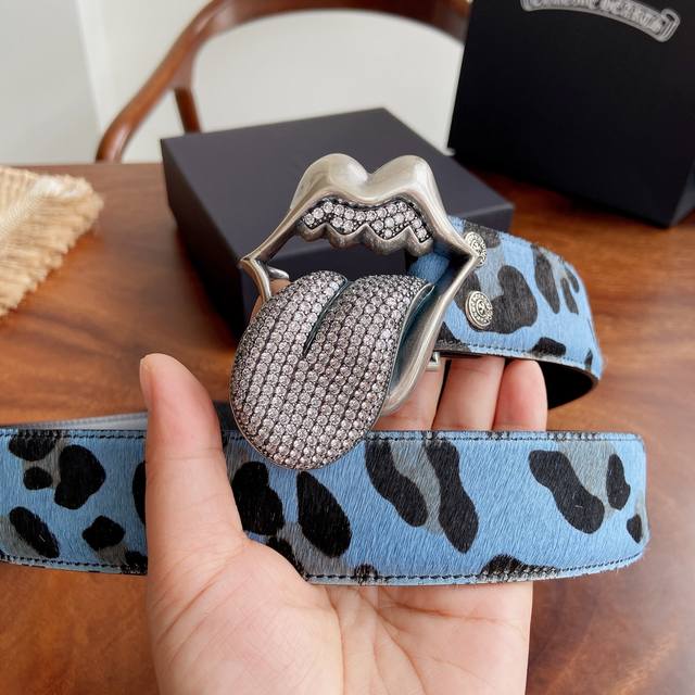 370 -- Chrome Hearts Belt. Features a diamond-encrusted, 925 sterling silver bra
