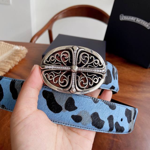 370 -- Chrome Hearts Belt. Features diamond-encrusted guardian brass hardware pl