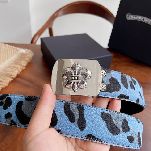 290 -- Chrome Hearts Belt. Features iris-patterned brass hardware plated with 92