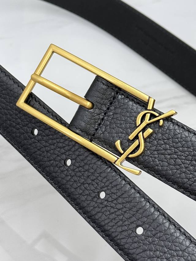 210--Saint Laurent 圣罗兰女士腰带皮带 原厂真金电渡扣头，意大利原厂皮，宽3.0Cm，代购级。