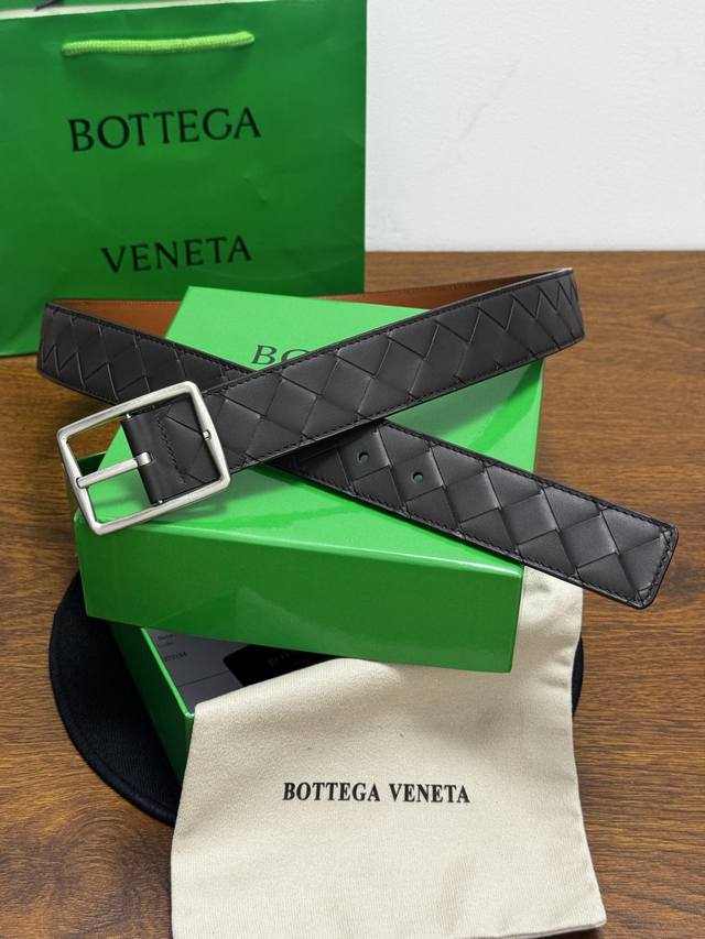 240--Bottega Veneta 3.5Cm Color: Coffee Brown Calfskin Leather Hand-woven New Cl