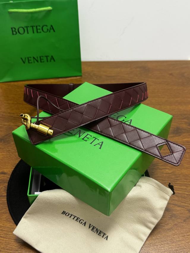 p250 Bottega Veneta 3.0Cm Color: Burgundy Andiamo Belt Calfskin Leather Hand-wov