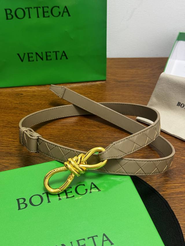 p230 Bottega Veneta 2.0Cm Color: Apricot Andiamo Belt Calfskin Leather Hand-wove