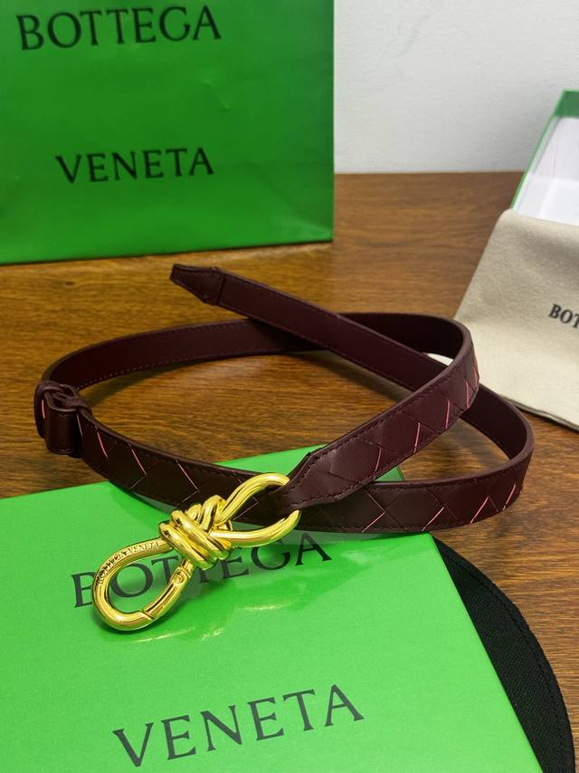 p230 Bottega Veneta 2.0Cm Color: Burgundy Andiamo Belt Calfskin Leather Hand-wov