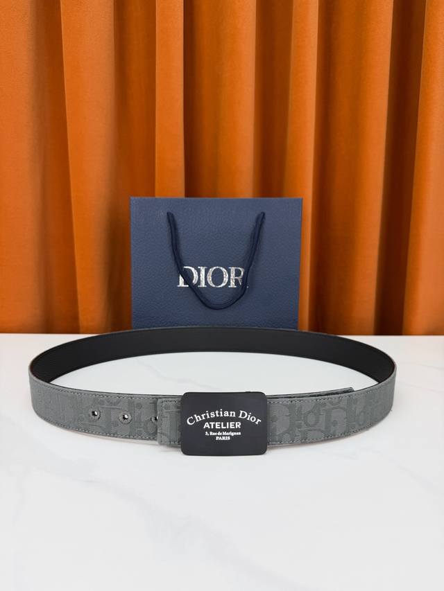 p210 Dior 3.5cm wide reversible belt, with smooth and clean hardware, cut to fit