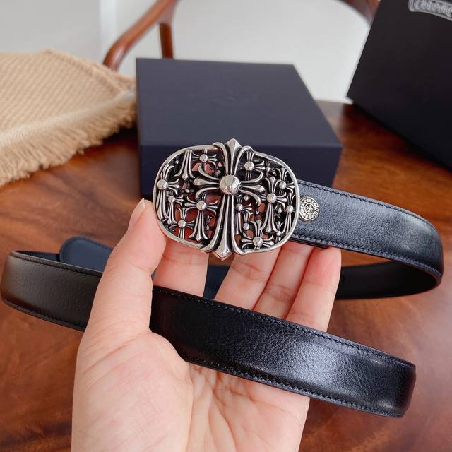 210 -- Chrome Hearts Belt. Mini tomb-style detachable brass hardware plated with