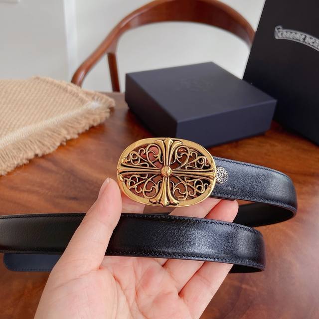 210 -- Chrome Hearts Belt. Mini Guardian detachable brass hardware plated with g