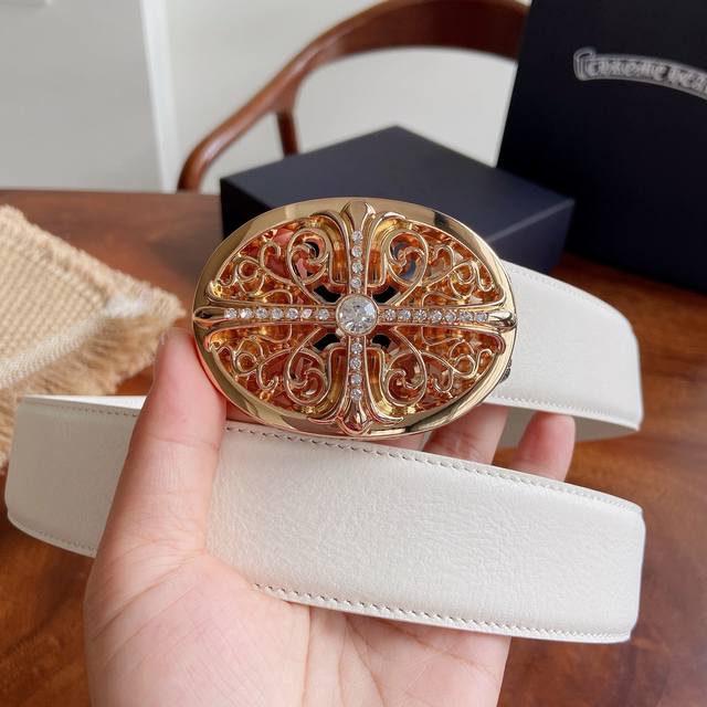 270 -- Chrome Hearts Belt. Features diamond-encrusted Guardian hardware paired w