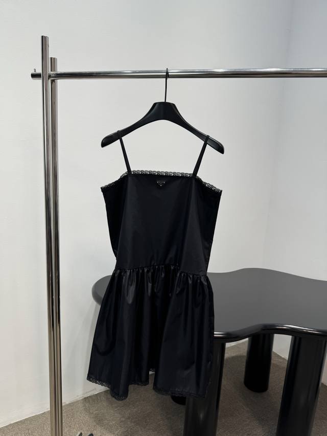p370 *26 New Arrival: Re-Nylon Lace-Trimmed Sleeveless Dress. Made with recycled