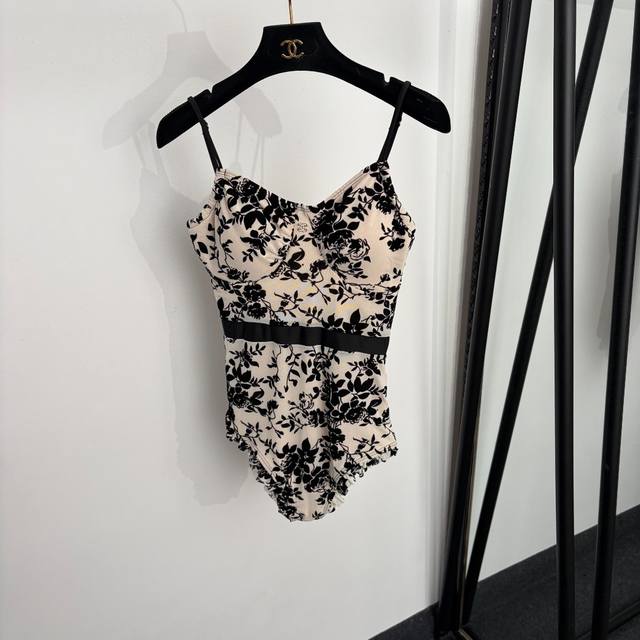 p160 Style No. 20265069 Chane* New Flocked Floral One-Piece Swimsuit with Padded