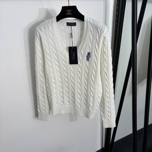 p160 Style No. 20264869 Ralph Lauren* New Cartoon Bear Embroidered V-neck Long-s