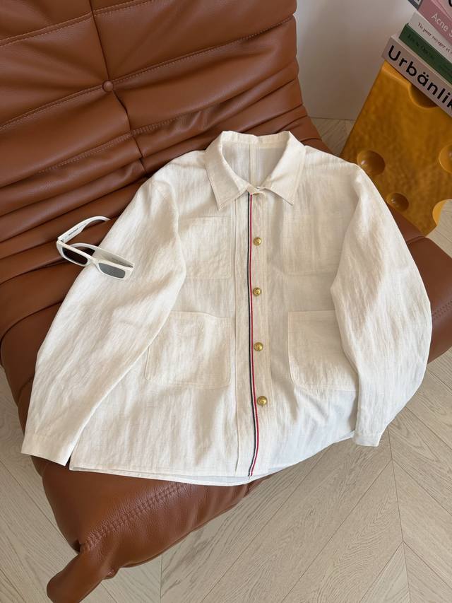 This "Lazy Old Money 26Ss" classic color-blocked woven ribbon-trimmed shirt is m