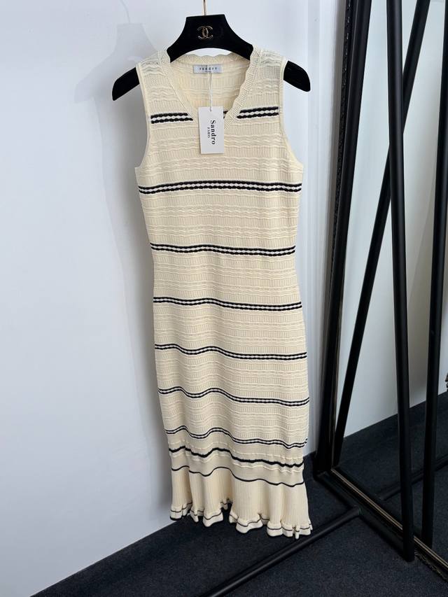 p260 Style No. 20264821 Sandr* New Color Block Striped V-Neck Knitted Vest Dress