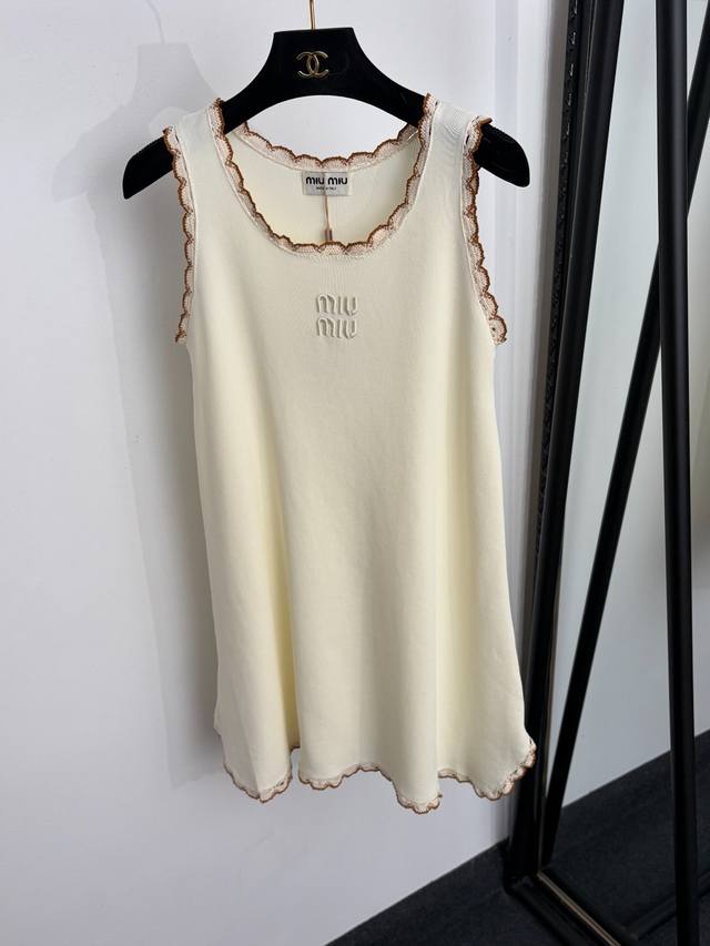 p160 Style No. 20264814 Miumi* New Logo Embroidered Letter Lace Collar Knitted V