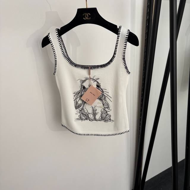 p160 Style No. 20265030 Miumi* New Sketch Rabbit Embroidered Knitted Camisole, W