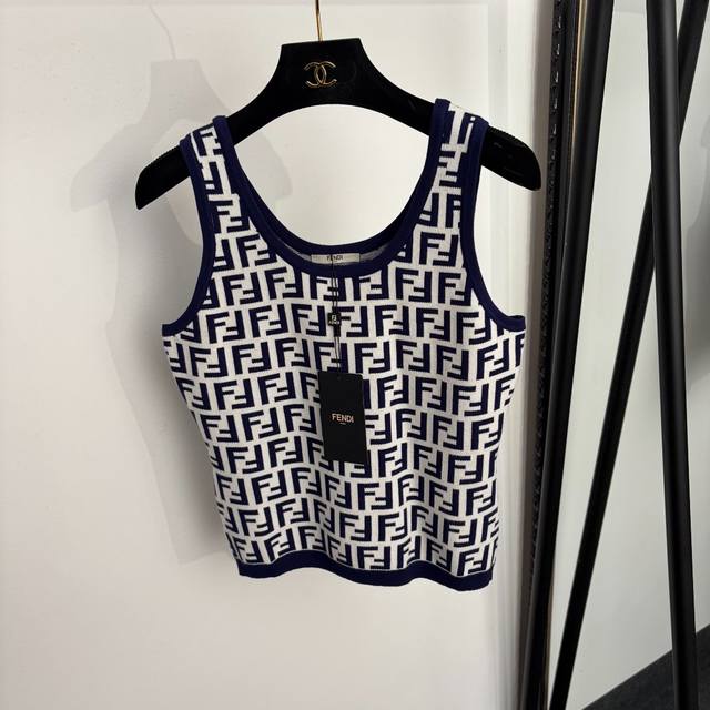 p230 Style No. 20265024 Fend* New monogram F-letter jacquard knit camisole, whit