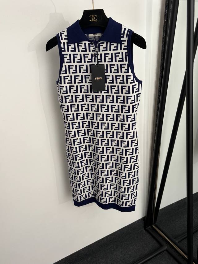 p280 Style No. 20265025 Fend* New Monogram F Jacquard Sleeveless Collar Knit Ves