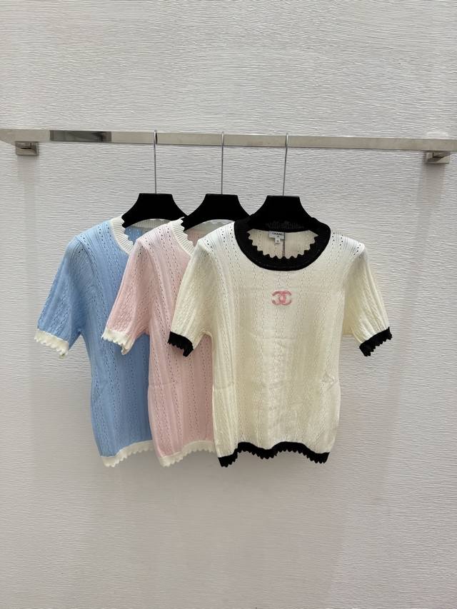p190 Original high-quality women's knit short-sleeved top with packaging, Ch bra