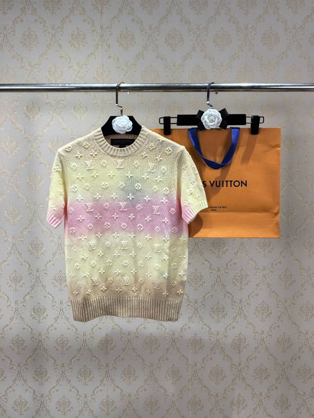 p530 Original women's LV gradient monogram embroidered short-sleeved shirt with