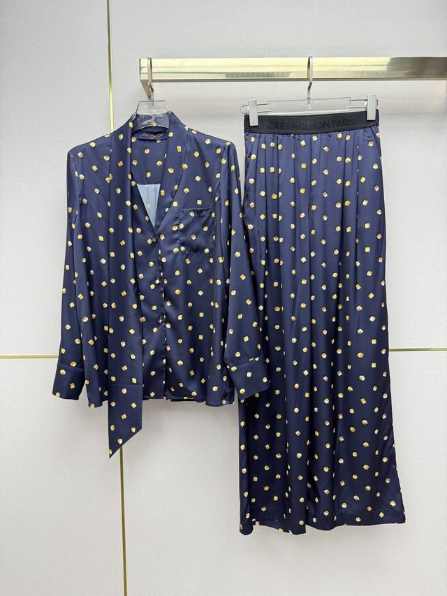Louis Vuitto* 26Ss New Pajama Set with New Pattern Print Fabric, Custom-Made wit